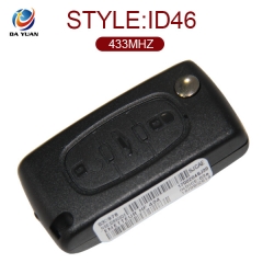 AK016002 Original for Citroen Flip Remote Key 3 Button FSK 433MHz ID46 Without Groove