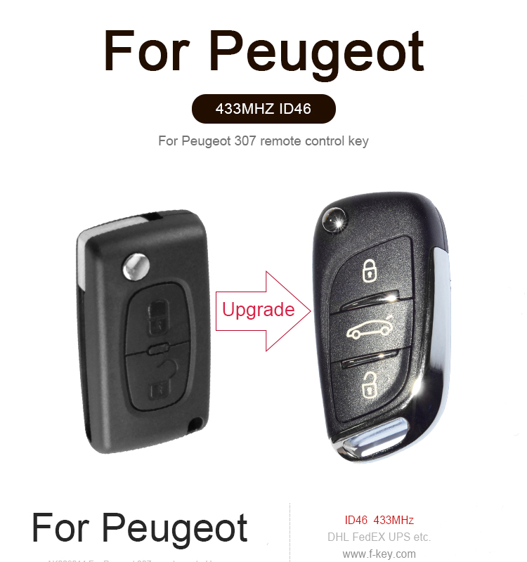 AK009014 For Peugeot 307 remote control key Modified DS Style Folding