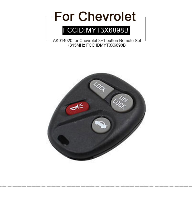 AK014020 for Chevrolet 3+1 button Remote Set(315MHz FCC IDMYT3X6898B