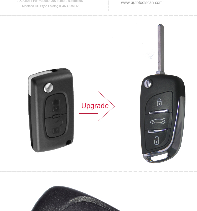 AK009014 For Peugeot 307 remote control key Modified DS Style Folding