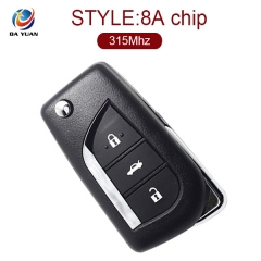 AK007098 for Toyota Carola Flip Remote Key 3 Button 315MHz 8A Chip