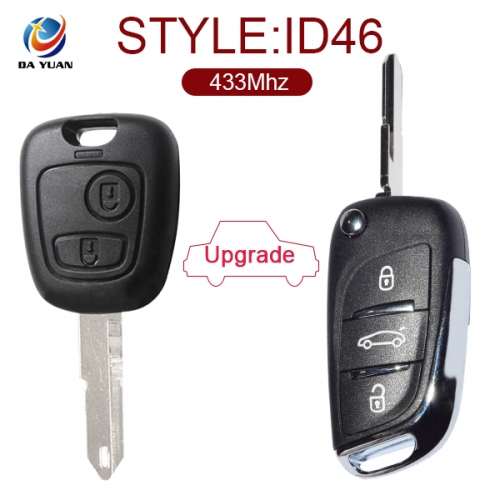 AK009015 For Peugeot 206 207 ASK straight remote control key Modified DS Style Folding