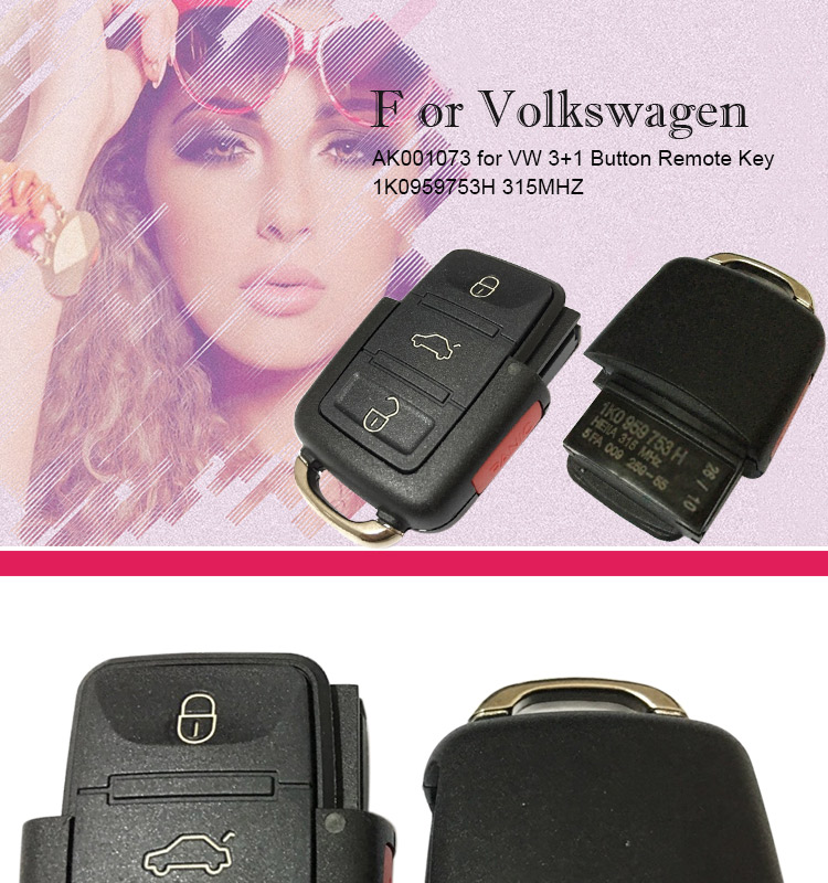AK001073 for VW 3+1 Button Remote Key 1K0959753H 315MHZ 