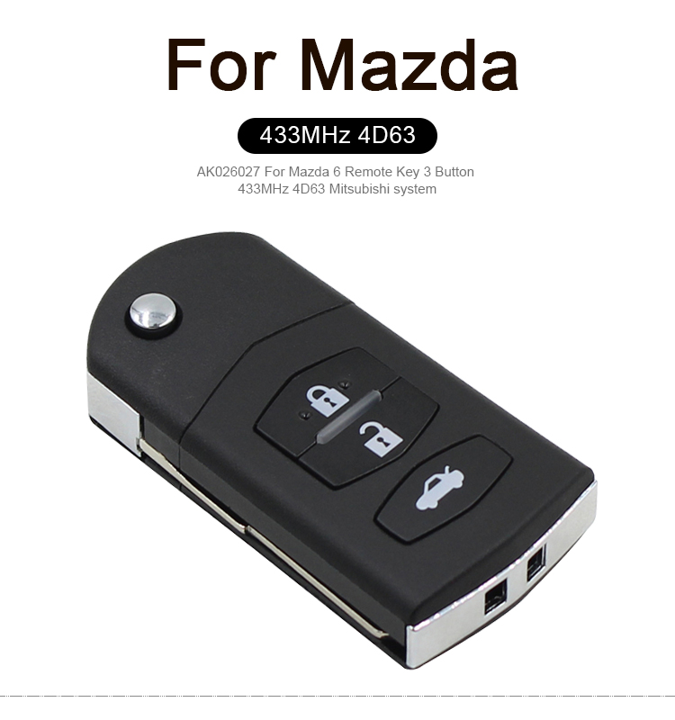 AK026027 For Mazda 6 Remote Key 3 Button 433MHz 4D63 Mitsubishi system