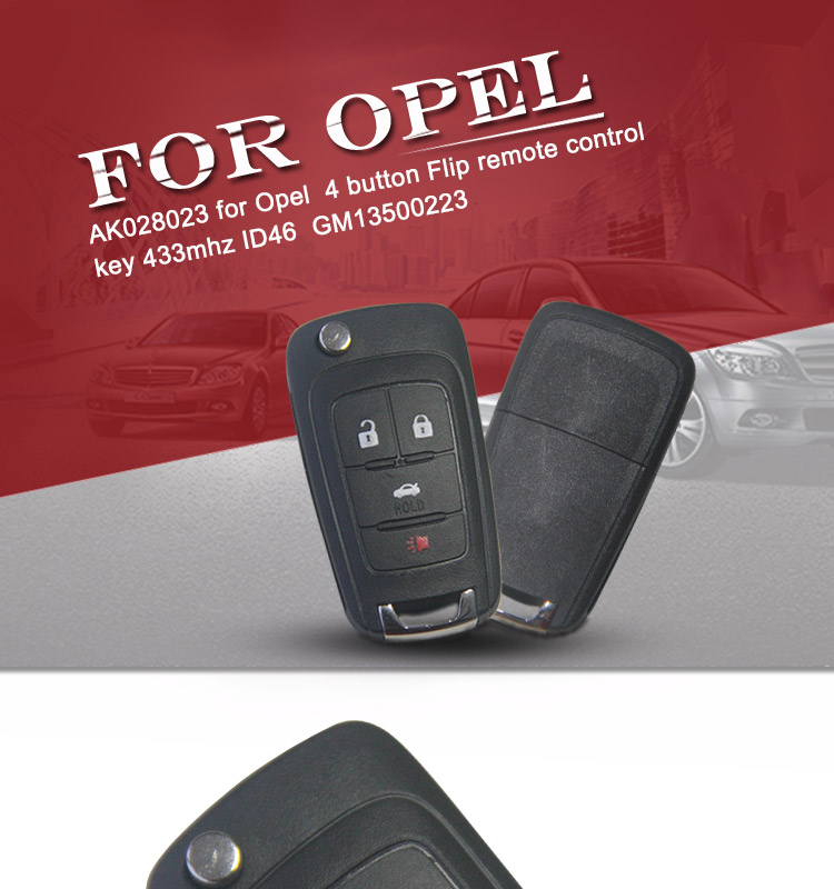 AK028023 for Opel  4 button Flip remote control key 433mhz ID46  GM13500223