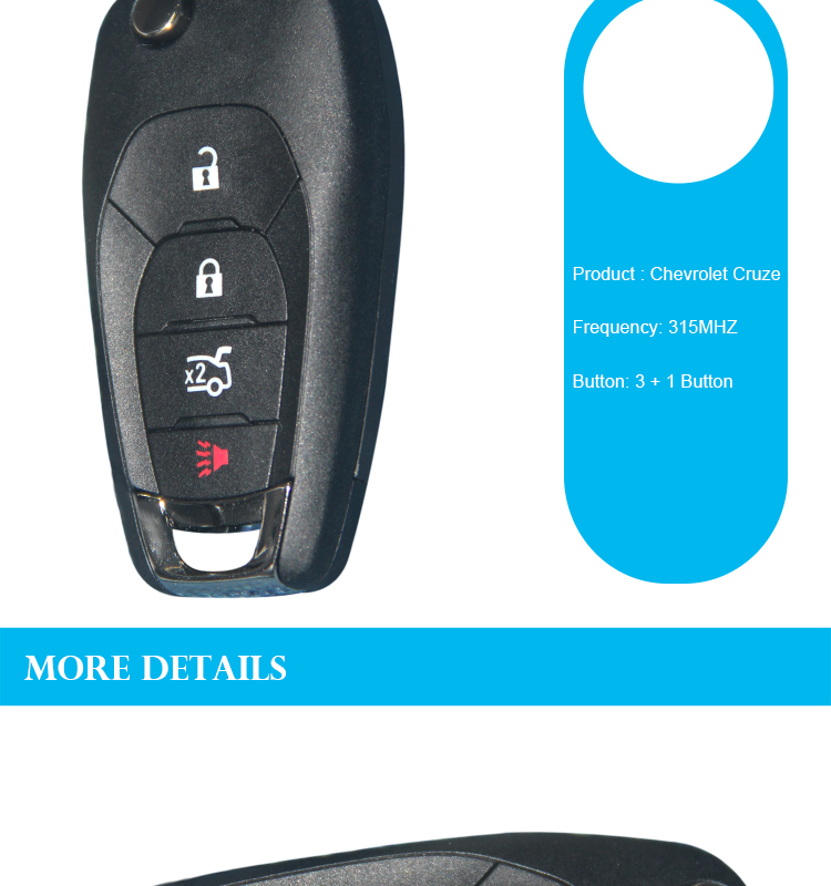 AK014041 for Chevrolet Cruze 4 button remote Flip key 315MHZ Original