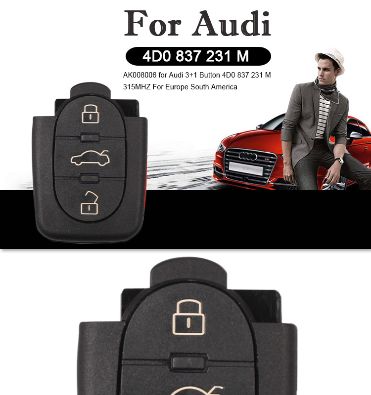 AK008006 for Audi 3+1 Button 4D0 837 231 M 315MHZ For Europe South America