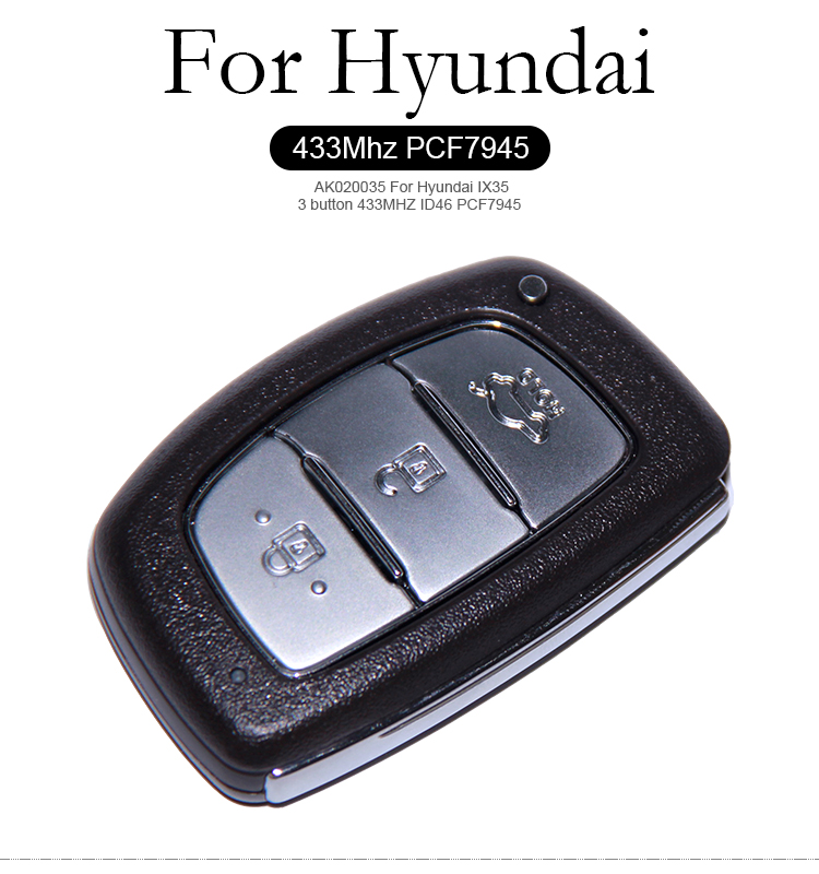 AK020035 For Hyundai IX35 3 button 433MHZ ID46 PCF7945 2S600-2S610