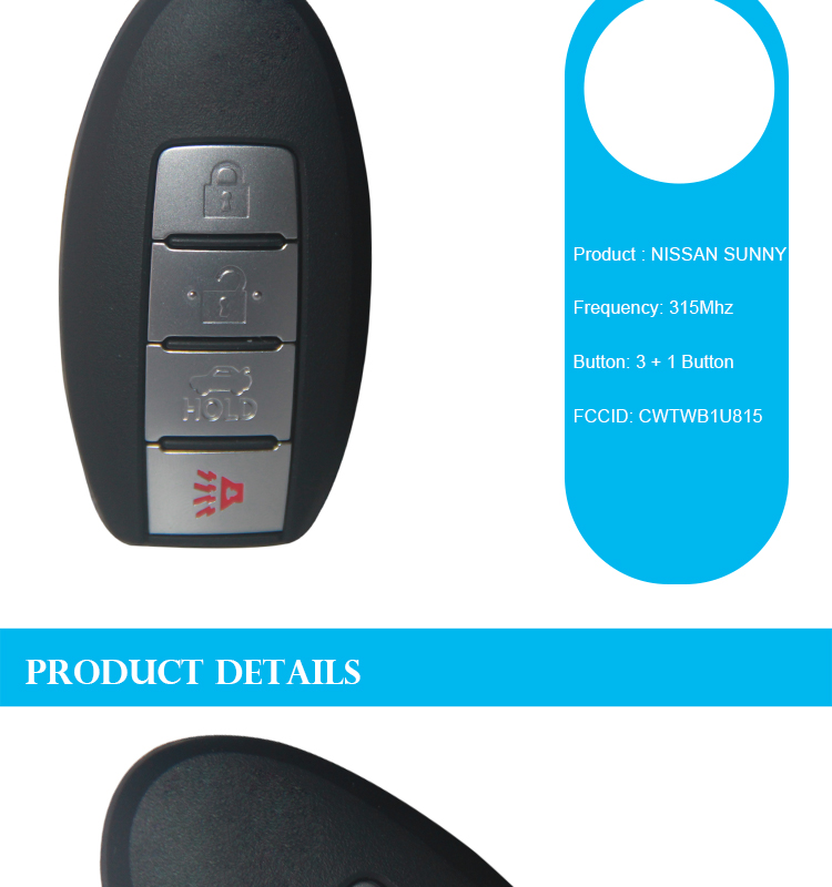 AK027039 Original  for OEM Nissan CWTWB1U815 Smart Key 3+1 Button NISSAN SUNNY  315Mhz