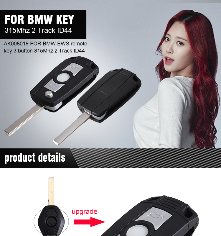 AK006019 for BMW EWS remote key 3 button 315Mhz 2 Track ID44
