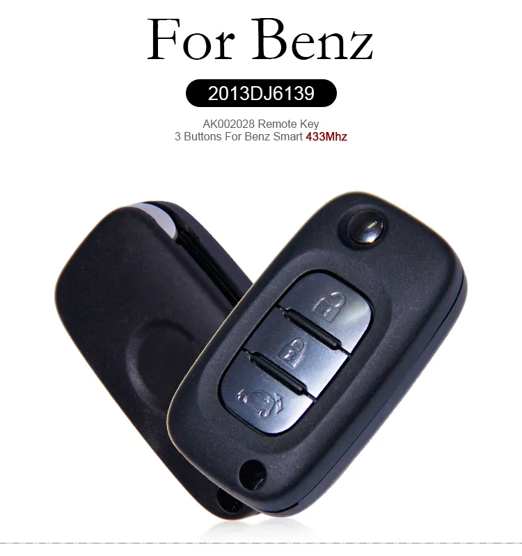 AK002028 Remote Key 3 Buttons For Benz Smart 433MHZ PCF7961M TWB1G767