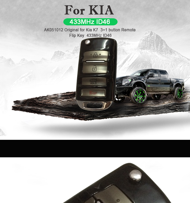 AK051012 For Kia K7  3+1 button Remote Flip Key  433MHz ID46