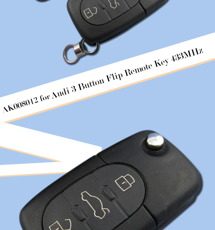 AK008012 for Audi 3 Button Flip Remote Key 433MHz