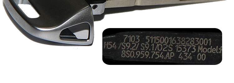 AK008038  Original For Audi TT 3 Button Smart Key 433mhz ID48 8S0 959 754 AP
