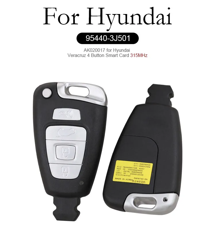 AK020017 for Hyundai Veracruz 4 Button Smart Card 315MHz 95440 3J501