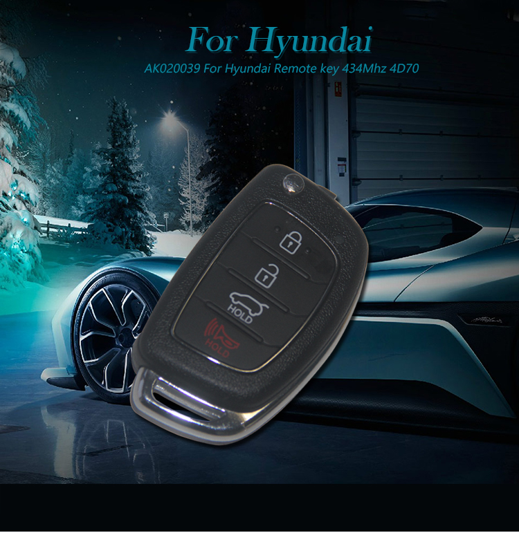 AK020039 For Hyundai Remote key 3+1 Button 434Mhz 4D70