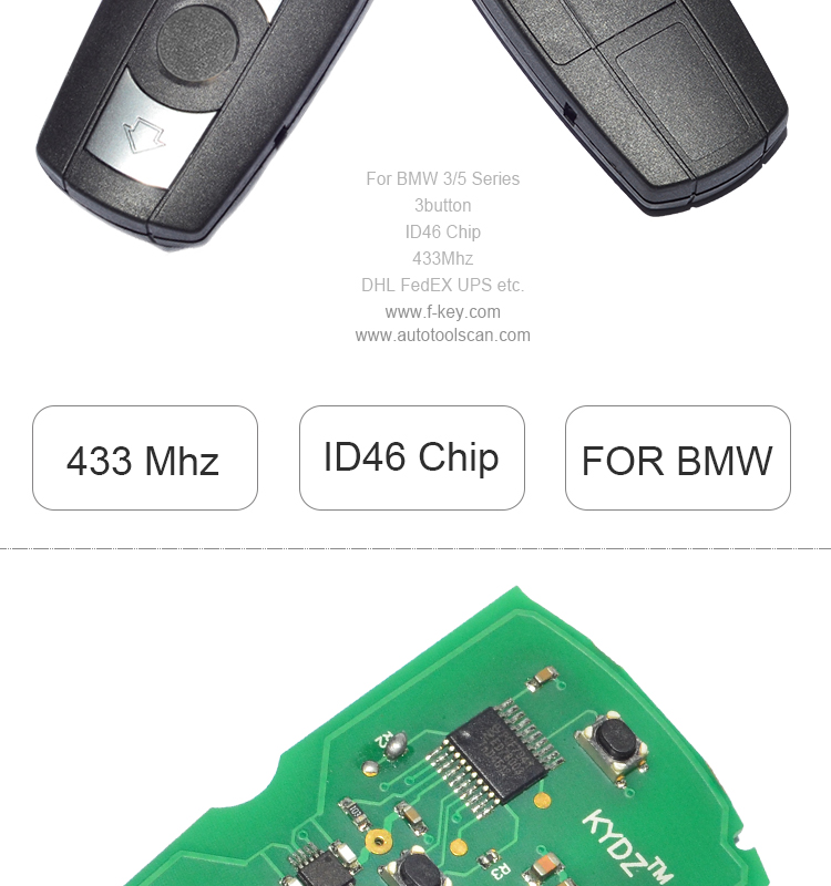 for BMW Smart Card 3 5 Series 433MHz ID46 (PCF7945)