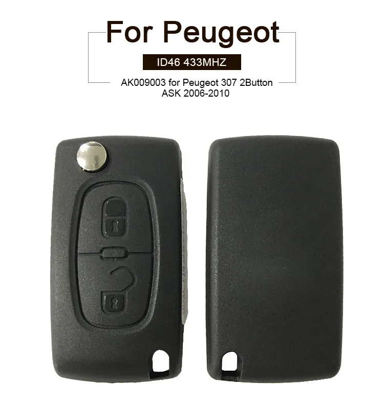 AK009002 for Peugeot 307 308 408 Remote Key 3 Button 433MHz 2011-2013 FSK