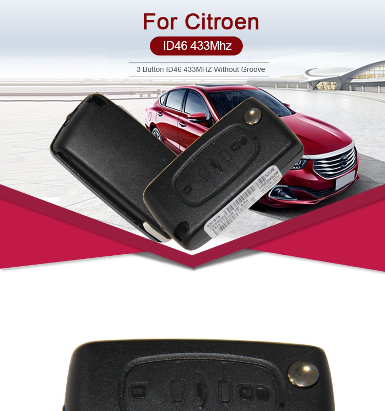 AK016002 Original for Citroen Flip Remote Key 3 Button ID46 433MHZ(Without Groove )