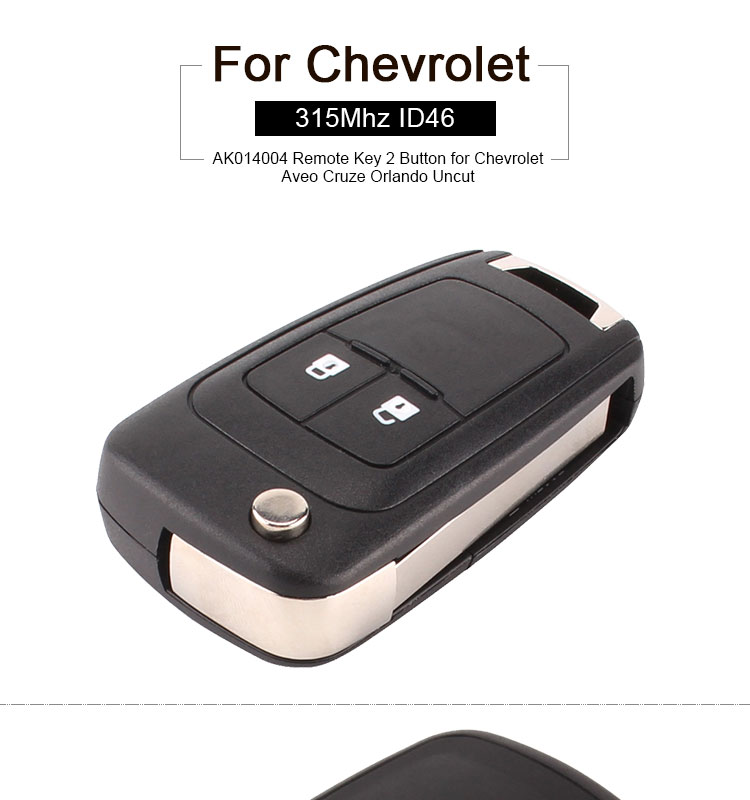 AK014004 Remote Key 2 Button 315MHz ID46 for Chevrolet Aveo Cruze Orlando Uncut