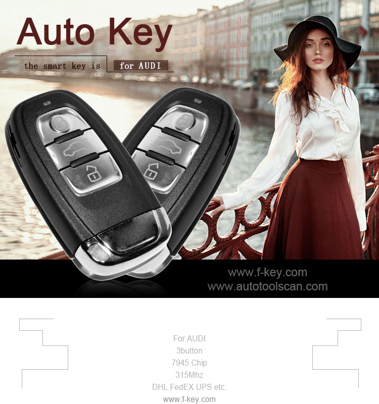 AK008015 for Audi A4L 3 Button Smart Key 315MHz  8T0 959 754C