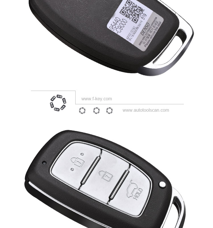 AK020002 3 button Smart remote key control 434mhz with 8A chip for Hyundai ix25 car