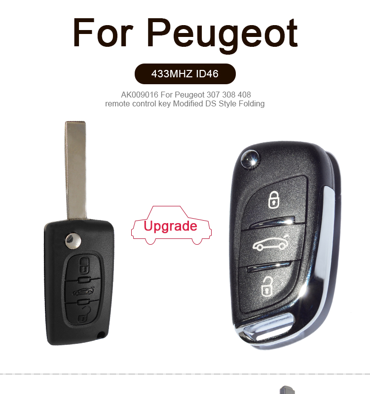 AK009016 For Peugeot 307 308 408 remote control key Modified DS Style Folding