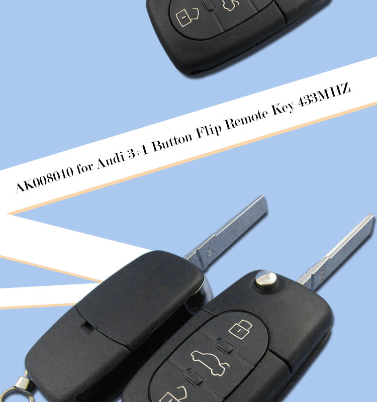 AK008010 for Audi 3+1 Button Flip Remote Key 433MHZ