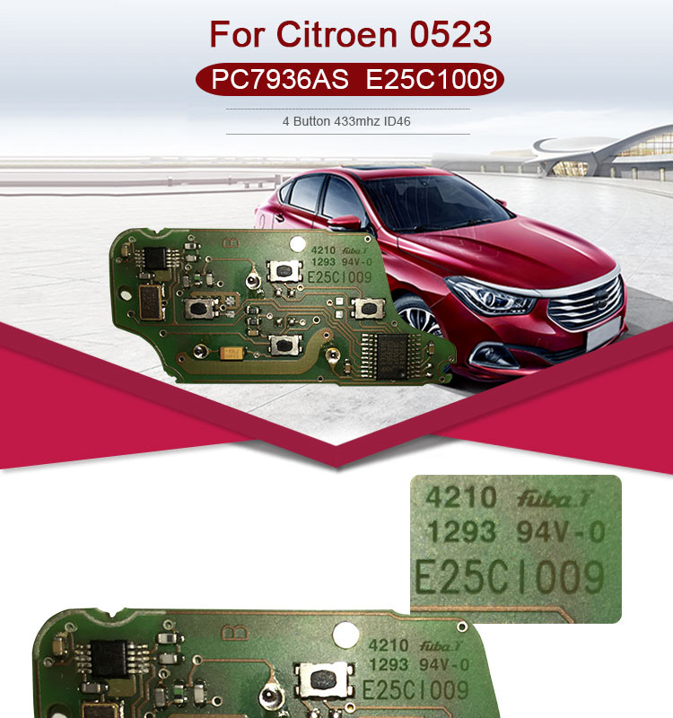AK016028 for Citroen 0523 4 Button 433mhz ID46 PC7936AS  E25C1009