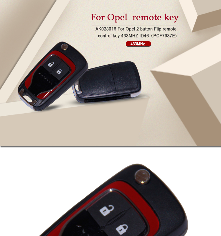 AK028016 For Opel 2 button Flip remote control key  433MHZ ID46（PCF7937E)