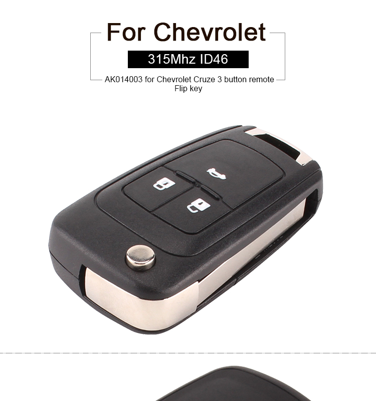 AK014003  for Chevrolet Cruze 3 button remote Flip key 315MHZ ID46