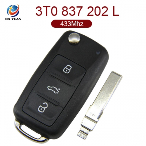 AK001053 for VW Skoda Remote Key 3 Button 433MHz ID48 3T0 837 202 L