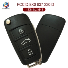 AK008025 For Audi  Flip  Remote Key 3 Button  433MHZ  ID48  8X0 837 220 D
