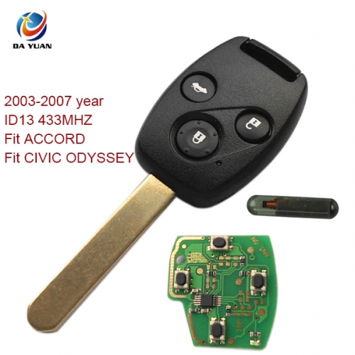 AK003009 2003-2007 for Honda Remote Key 3 Button and Chip Separate ID13 433MHZ Fit ACCORD FIT CIVIC