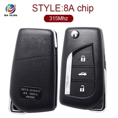 AK007098 for Toyota Carola Flip Remote Key 3 Button 315MHz 8A Chip