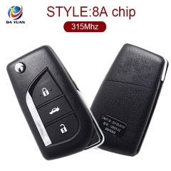 AK007098 for Toyota Carola Flip Remote Key 3 Button 315MHz 8A Chip