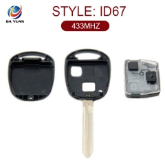 AK007001 for Toyota 2 Button for straight remote control key ID67 433MHZ