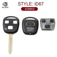 AK007002 for Toyota 3 Button for straight remote control key ID67 433MHZ