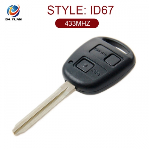 AK007001 for Toyota 2 Button for straight remote control key ID67 433MHZ