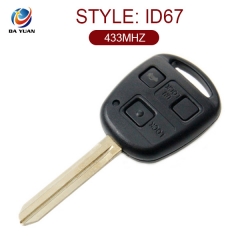 AK007002 for Toyota 3 Button for straight remote control key ID67 433MHZ