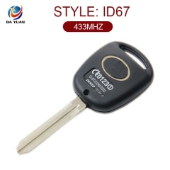 AK007001 for Toyota 2 Button for straight remote control key ID67 433MHZ