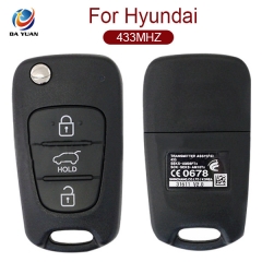 AK020031 For Hyundai Veloster 3 Button Flip Remote  Key 433MHZ