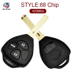 AK007037 for Toyota 3 button remote KEY (Laser blade) 433MHz 68 Chip