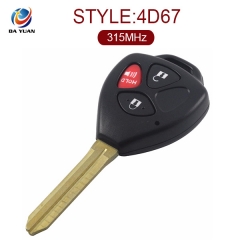 AK007047 for Toyota Highlander 2+1 button Remote Key(USA) 315MHz,4D-67 Chip inside