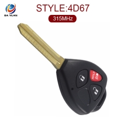 AK007047 for Toyota Highlander 2+1 button Remote Key(USA) 315MHz,4D-67 Chip inside