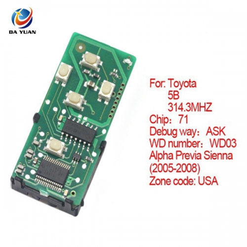 AK007052 for Toyota smart card board 5 buttons 314.3 MHZ number 271451-0780-USA
