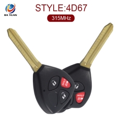 AK007047 for Toyota Highlander 2+1 button Remote Key(USA) 315MHz,4D-67 Chip inside