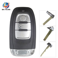 AS008020 3 Buttons Remote smart Key card Shell For Audi A2 A3 A4 b6 b8 a8 a7 TT a6 c6 q5 q7 Fob Blank car key Case With audi Logo