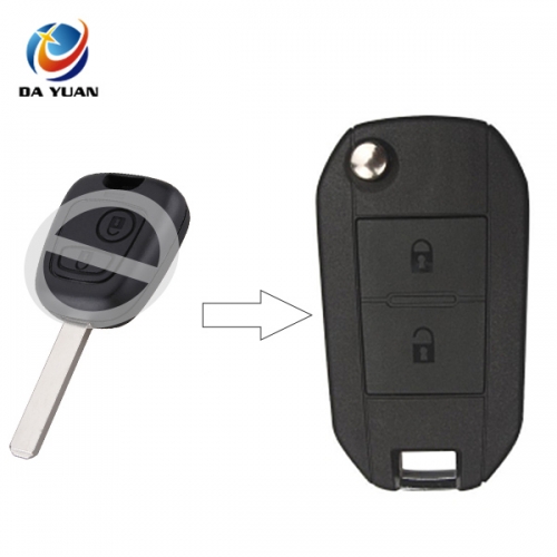 AS009024 for Peugeot Flip Key Shell 2 Button With No Grove uncut blade
