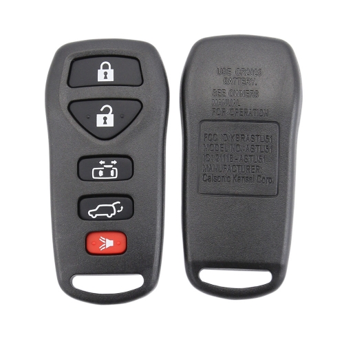 AS027021 Replacement 4 + 1 Panic 5 Buttons Car Key Case For Nissan Smart Remote Black Car Key Shell